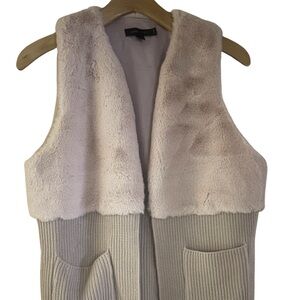 Love Tree Pink & Tan Faux Fur & Knit Vest